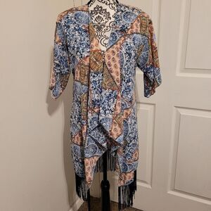 Boho open front cover up with Fringe‎